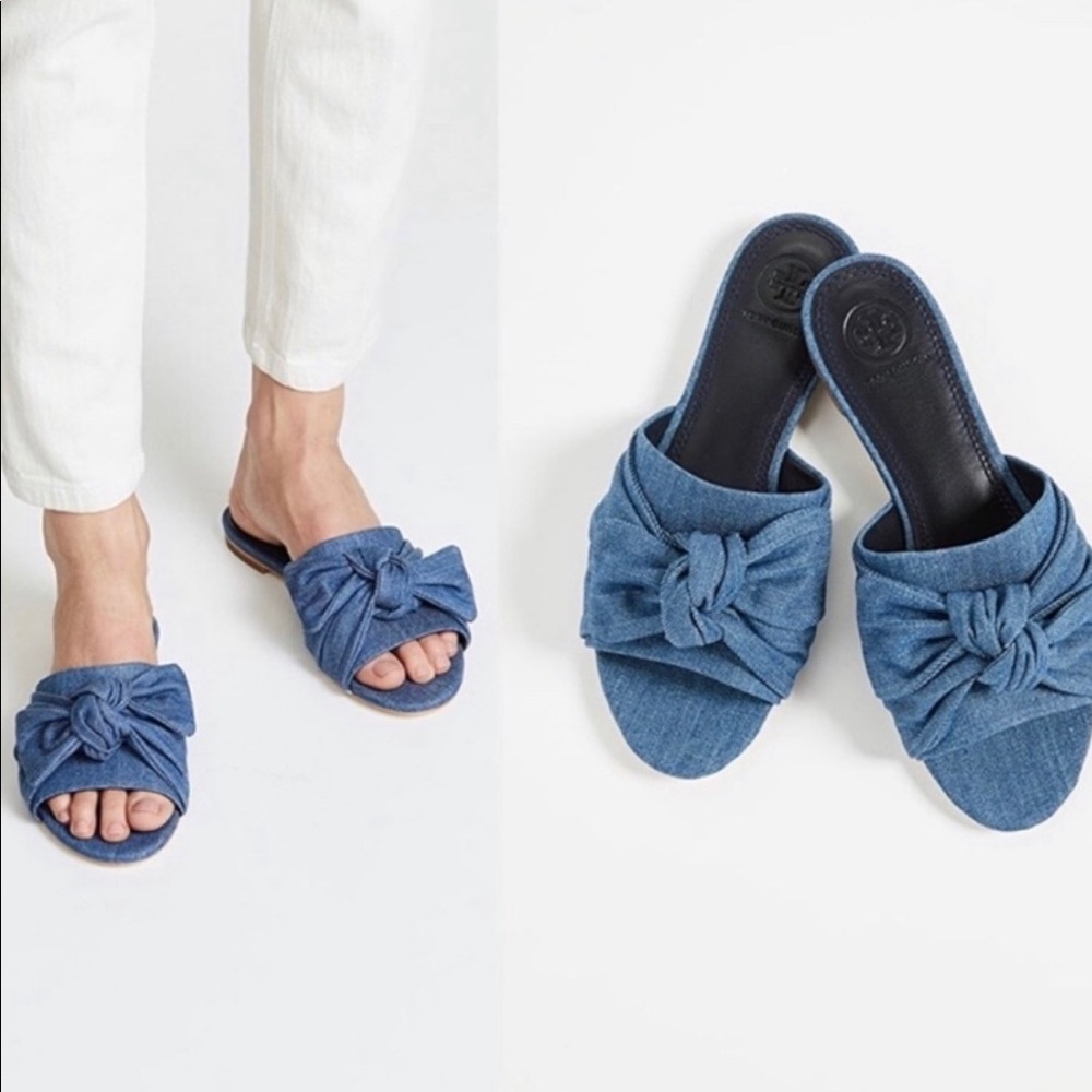 TORY BURCH Annabelle Bow Slide Denim Chamb… - Picture 5 of 15